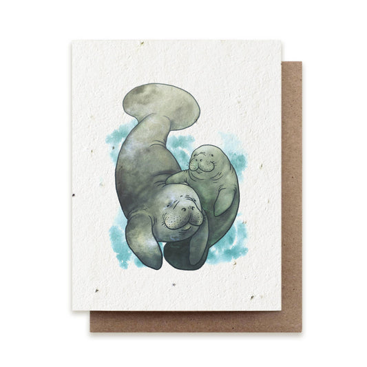 Greeting Card ~ Manatee Mother (Plantable Herbal Seed Paper)