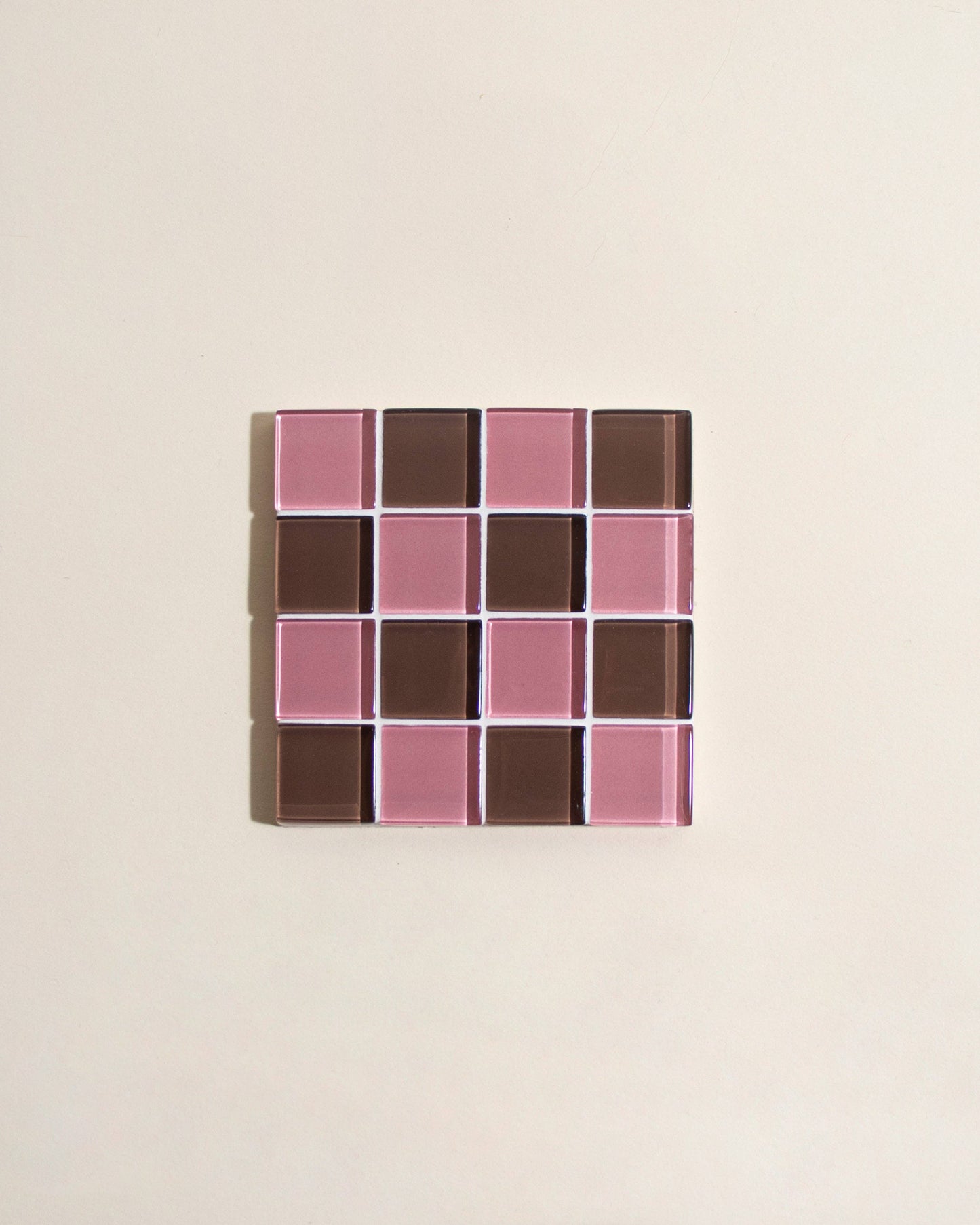 Glass Tile Coaster ~ Strawberry Dark Chocolate