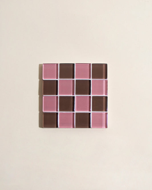 Glass Tile Coaster ~ Strawberry Dark Chocolate