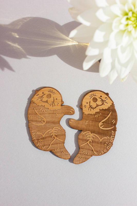 Wooden Card ~ I Love You Like No Otter