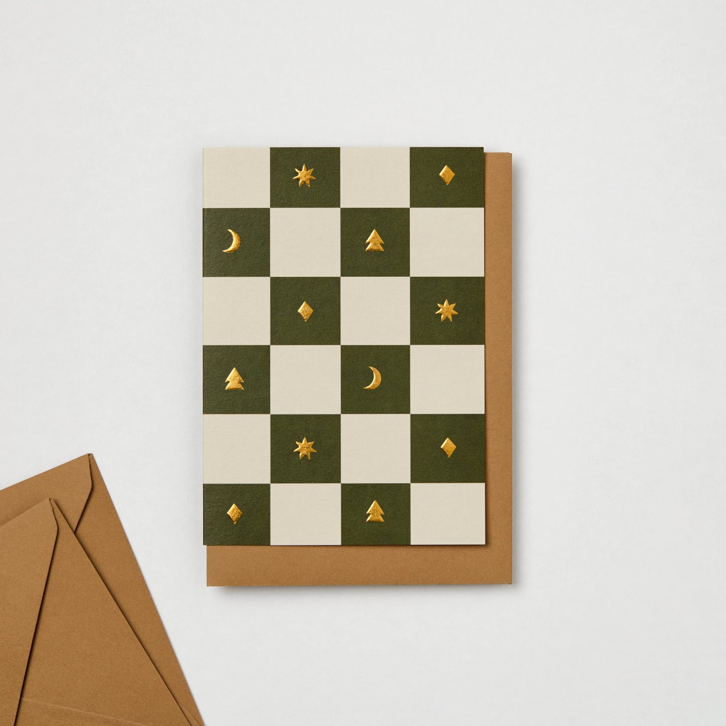 Christmas Card ~ Checkerboard Christmas Green