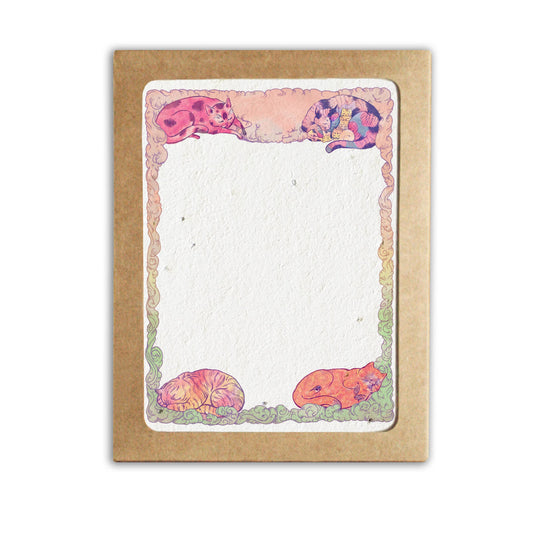 Flat Notecard Set ~ Cozy Cats (Plantable Herbal Seed Paper)