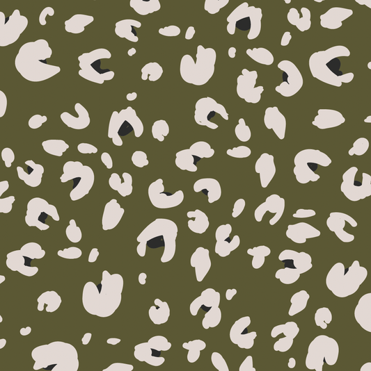 Wrapping Paper (3 Sheets) ~ Moss Green Leapord Print