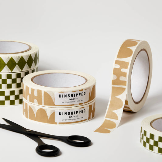 Compostable Paper Tape ~ Taupe Shapes