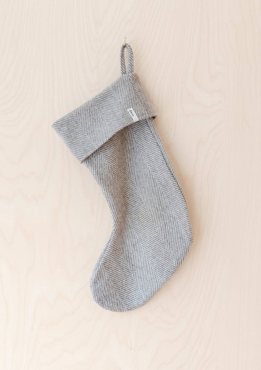 Recycled Wool Christmas Stocking ~ Natural Herringbone