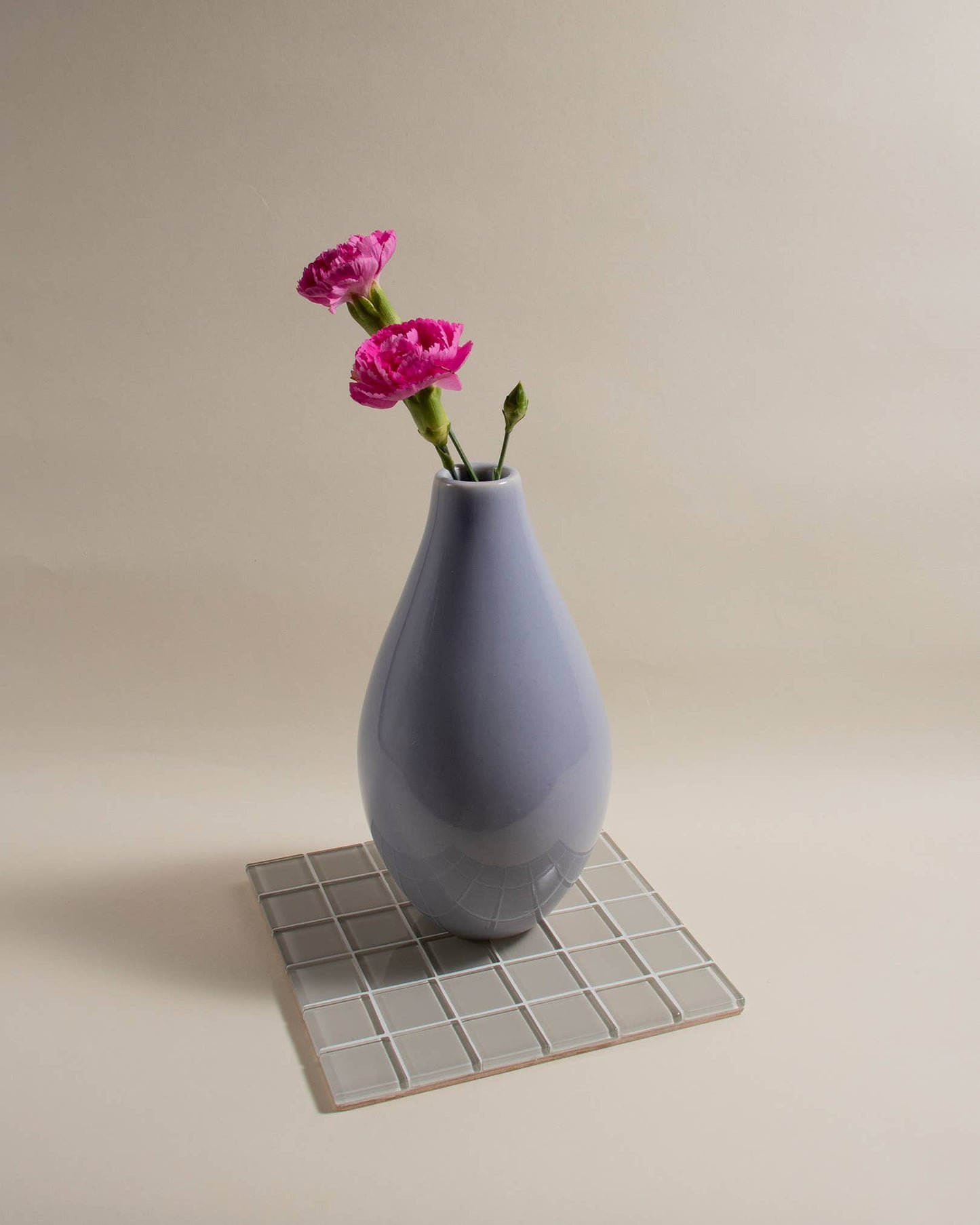 Square Glass Tile Tray ~ Beige Canvas