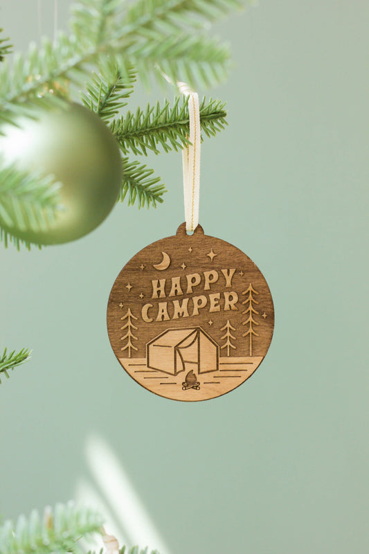 Wood Ornament  ~  Happy Camper