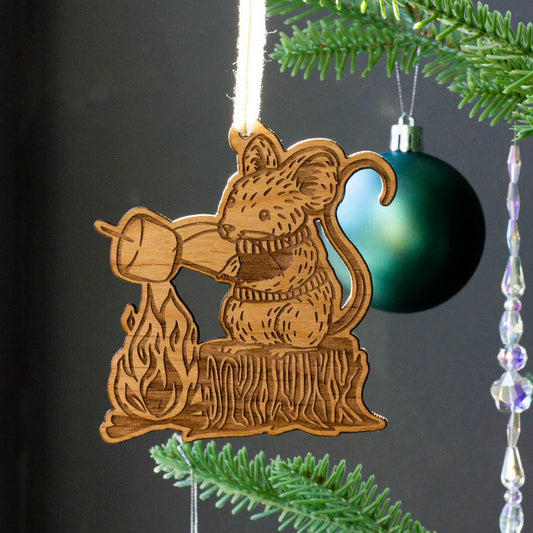 Wood Ornament  ~  Marshmallow Mouse