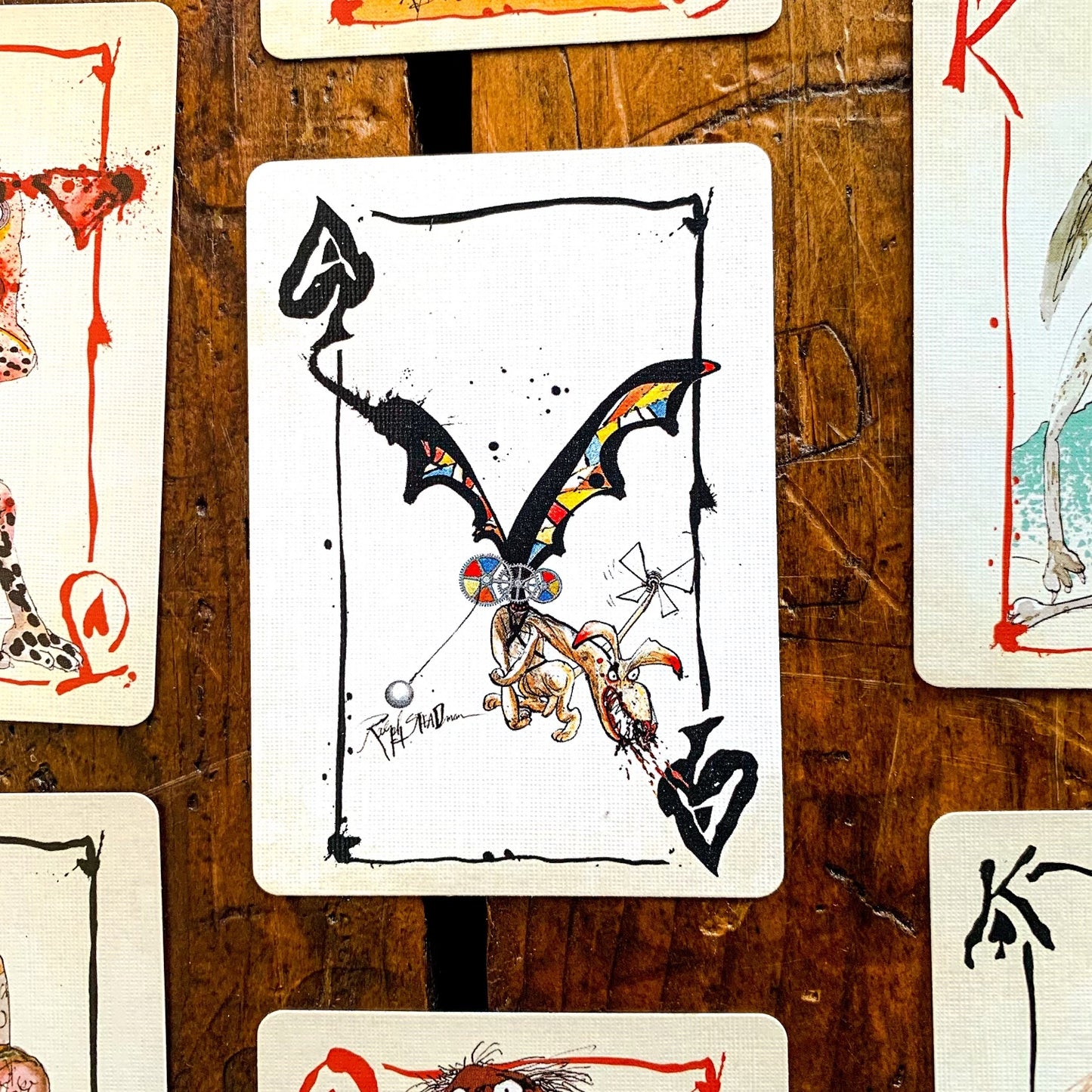 Flying Dog Brewery Logo as seen on Ace of Spaced playing card; illustrated by Ralph Steadman