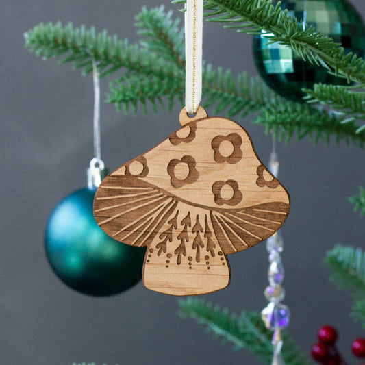 Wood Ornament  ~  Mushroom