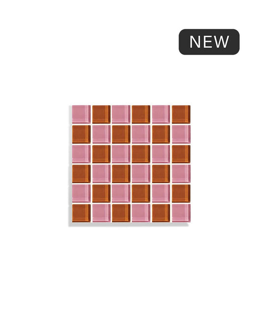 Square Glass Tile Tray ~ Sunrose Amber