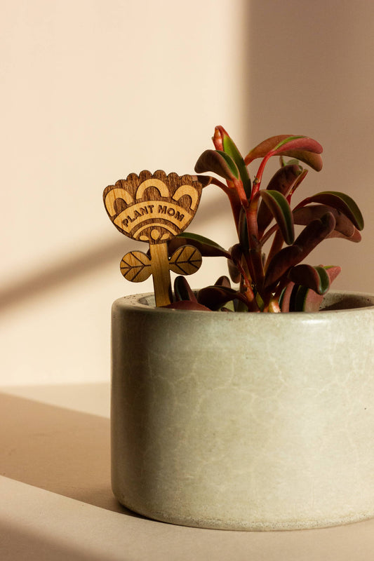 Wood Plant Pick ~ Plant Mom Flower