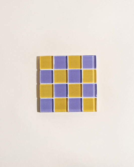 Glass Tile Coaster ~ Raspberry Lemonade Taffy