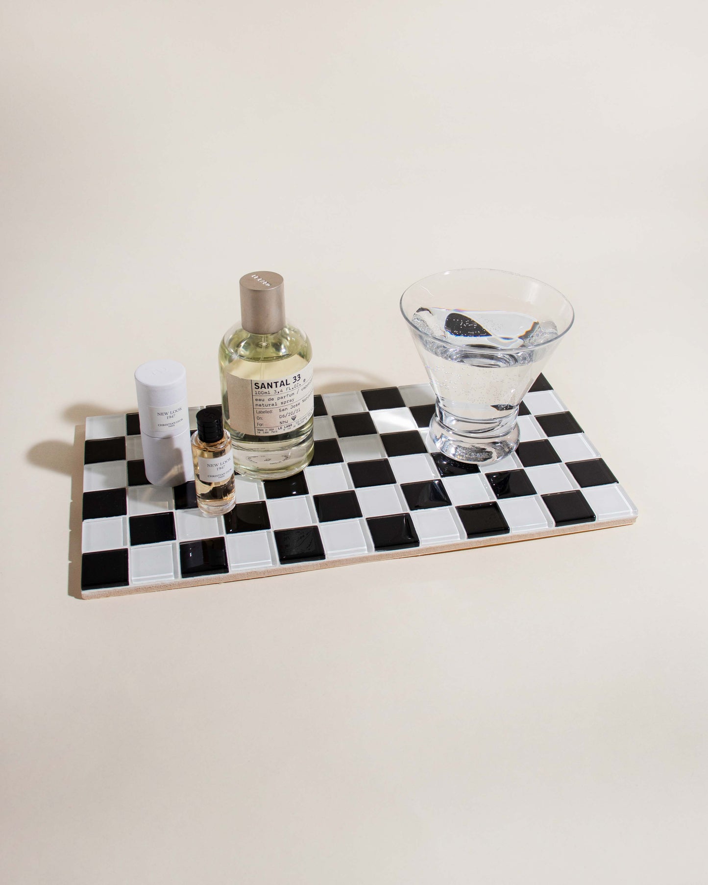 Rectangular Glass Tile Tray (XL) ~ Classic B&W