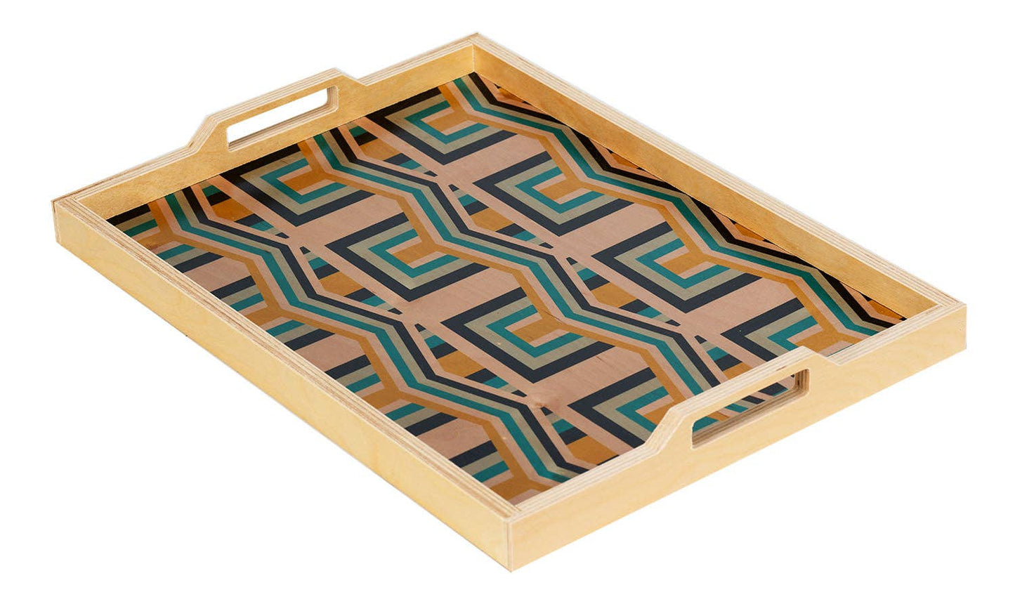 Large Serving Tray ~ Shareen Grey/Teal
