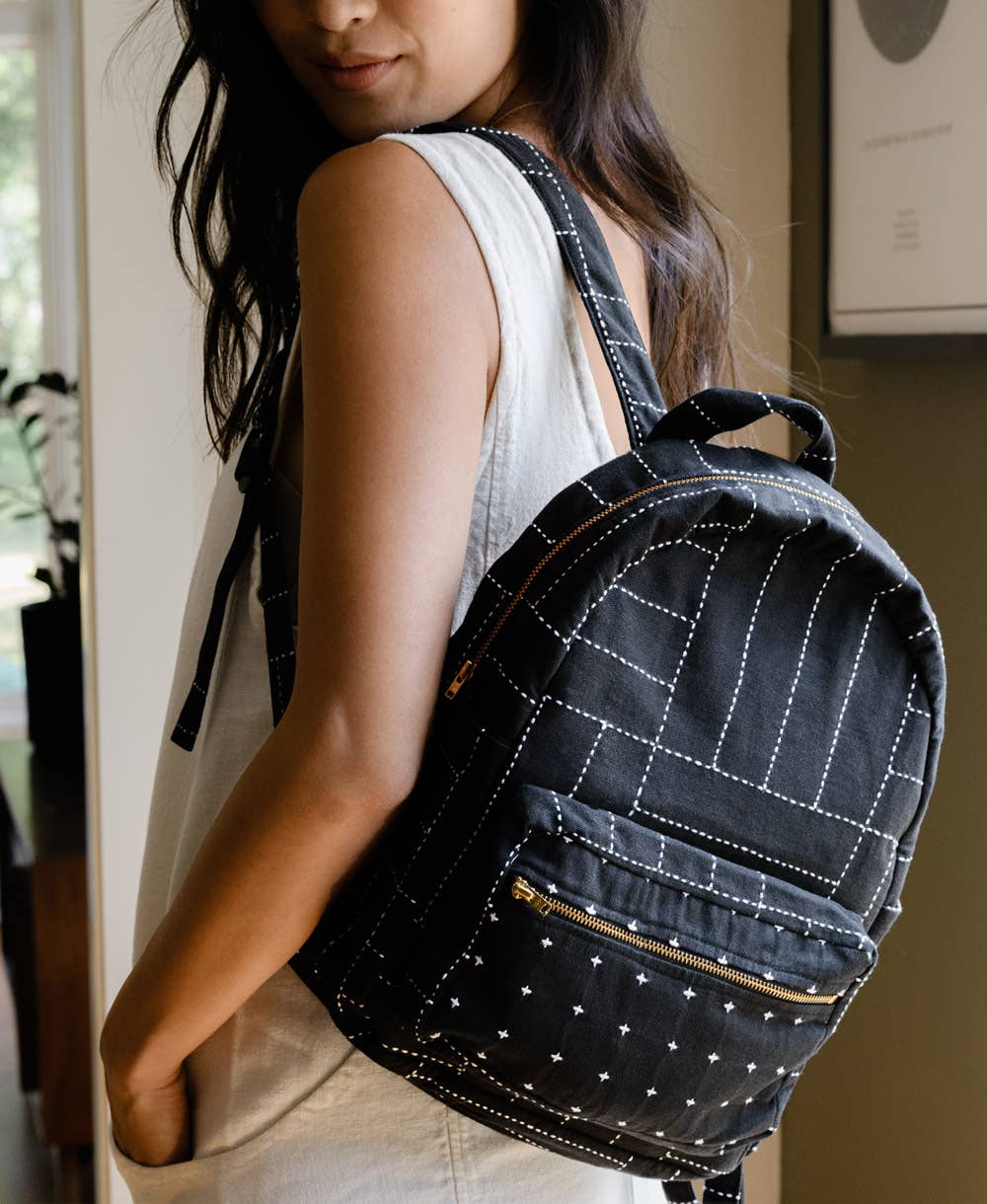 Small Backpack ~ Cross-Stitch Charcoal
